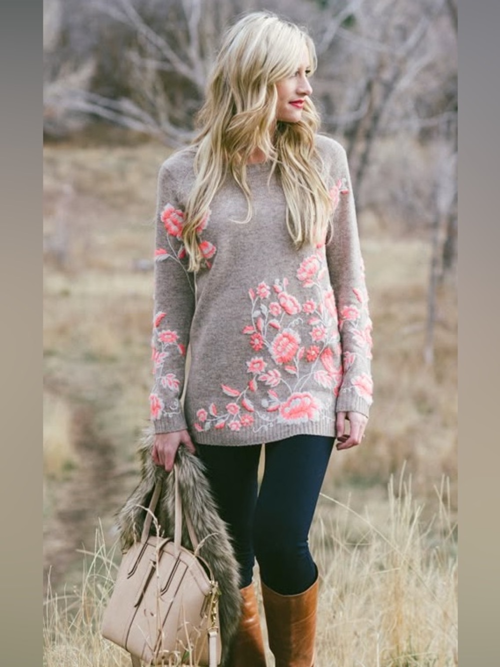 Anthropologie Sleeping on Snow Embroidered Ranunculus Tunic Sweater